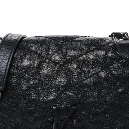 Saint Laurent Crinkled Calfskin Matelasse Monogram Niki Chain Wallet Black 7 of 10