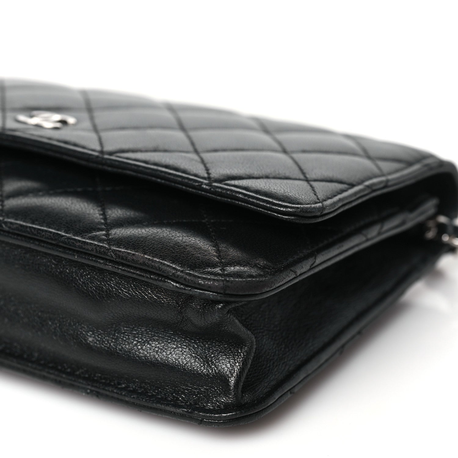 Chanel Lambskin Quilted Wallet On Chain WOC Black 11 of 12