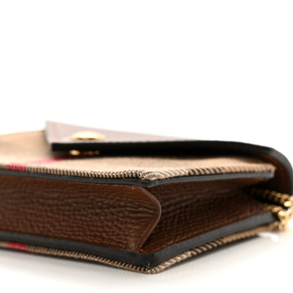 Burberry Grainy Calfskin Vintage Check Jade Card Case On Chain Tan 9 of 10