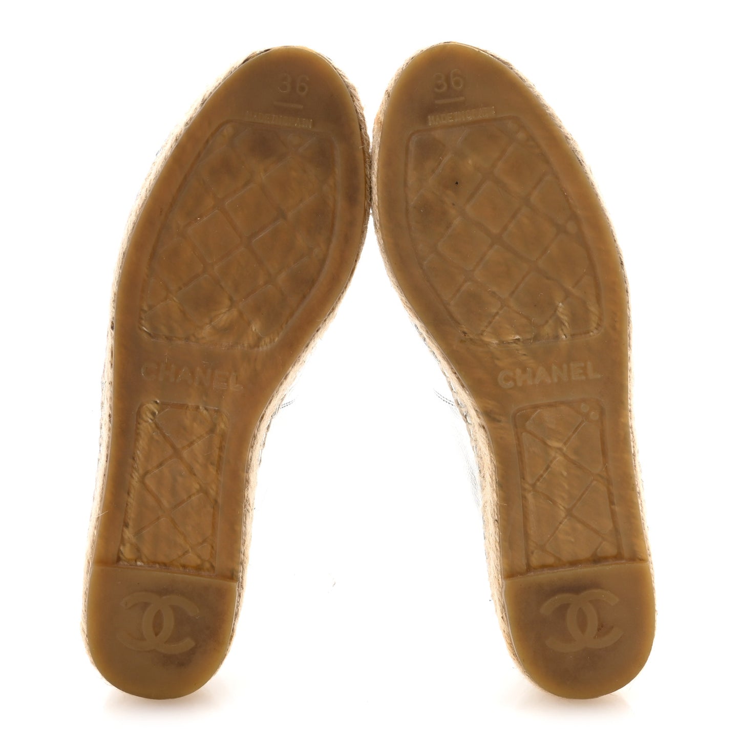 Laminated Goatskin CC Espadrilles 36 Silver
