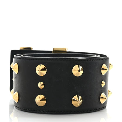 Louis Vuitton Calfskin LV Initiales Clous Belt 75 30 Black Gold 2 of 6