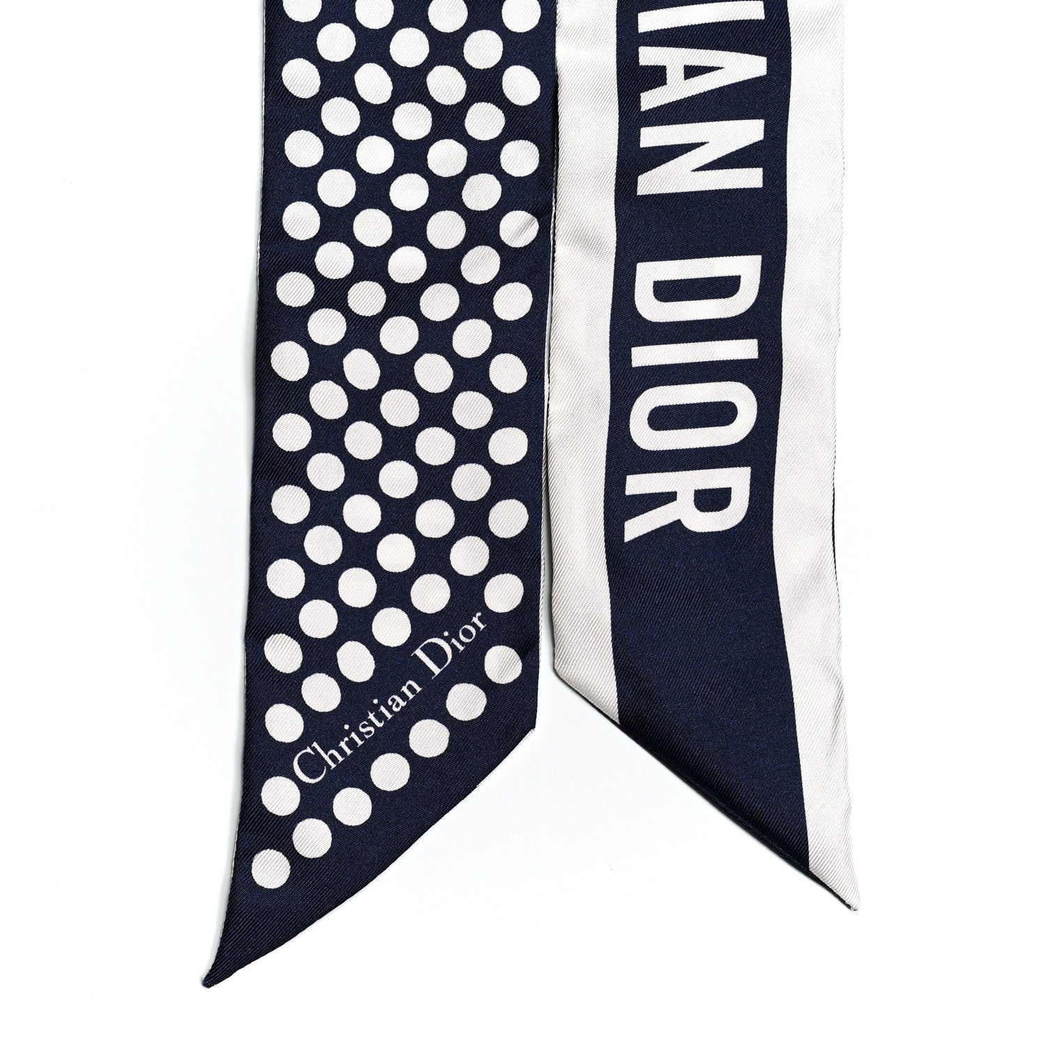 Christian Dior Silk Polka Dot Mitzah Scarf Blue White 2 of 3