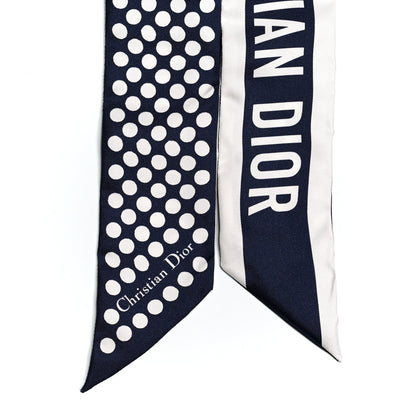 Christian Dior Silk Polka Dot Mitzah Scarf Blue White 2 of 3