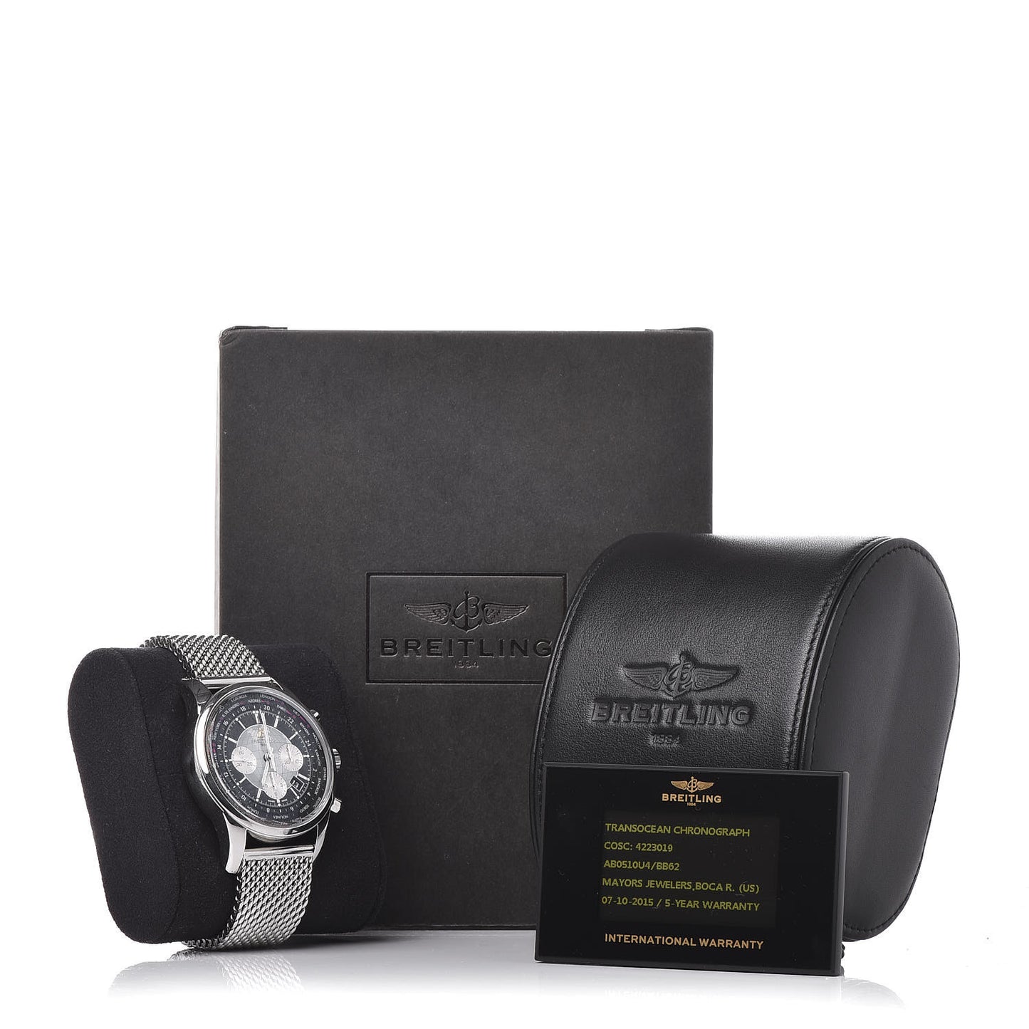 Stainless Steel 46mm Transocean Unitime Chronograph Automatic Watch Black AB0510