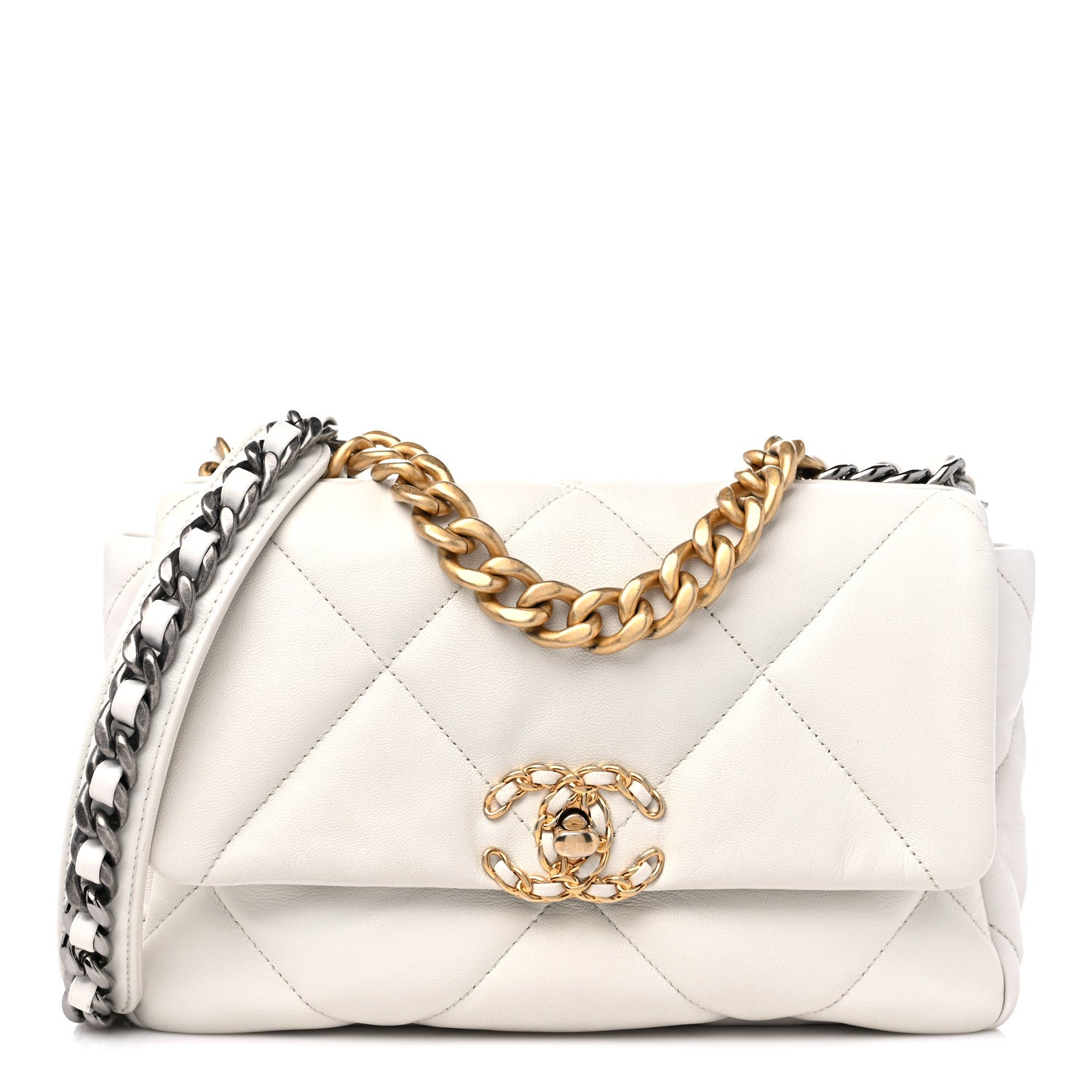 Chanel Goatskin Quilted Medium Chanel 19 Flap White 1 of 11