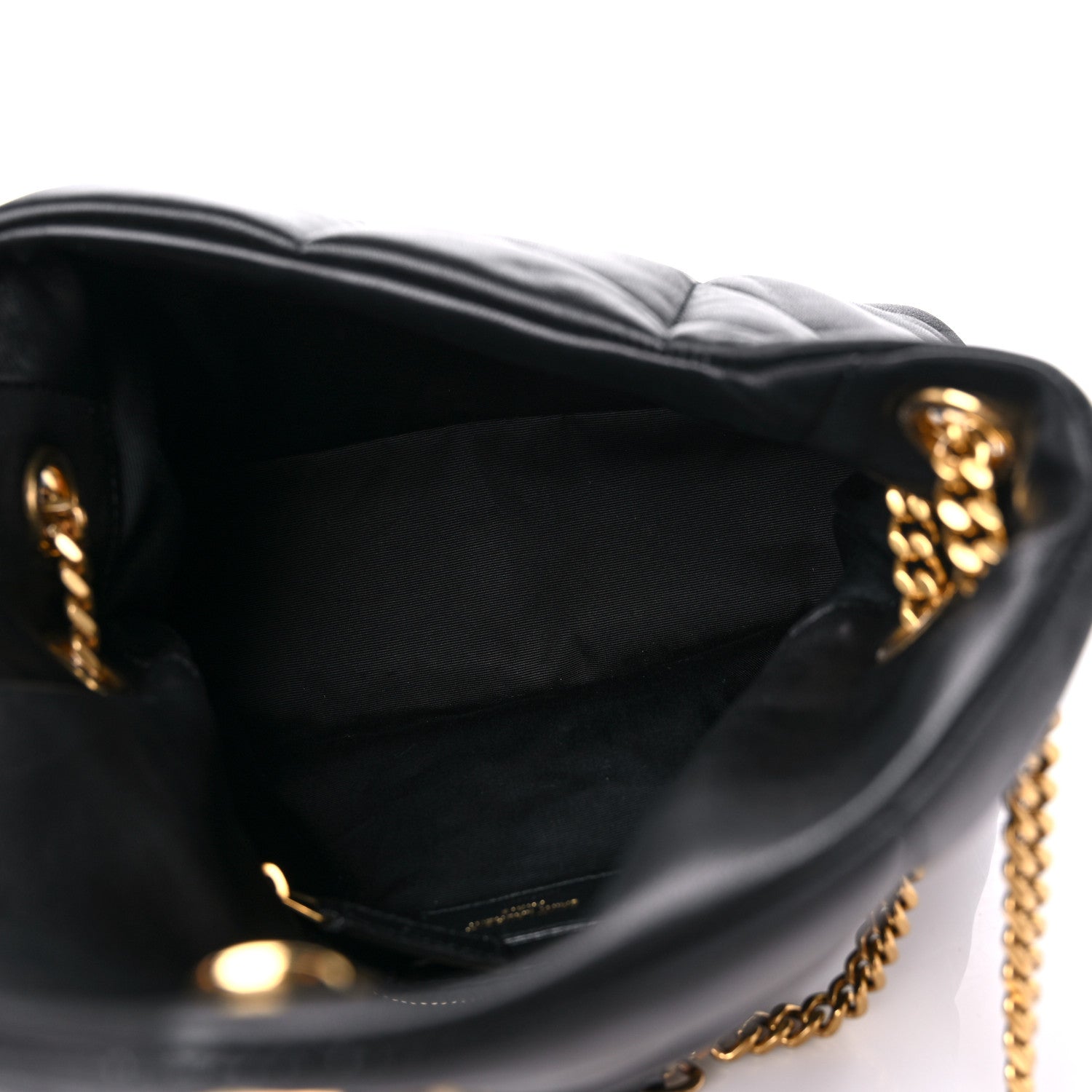 Saint Laurent Lambskin Quilted Small Loulou Puffer Monogram Chain Satchel Black 5 of 10