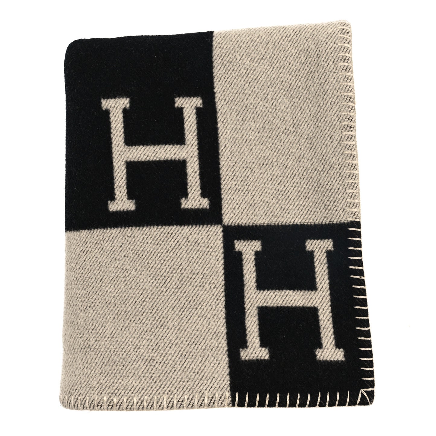 Wool Cashmere New Classic Avalon Blanket Ecru Gris Fonce