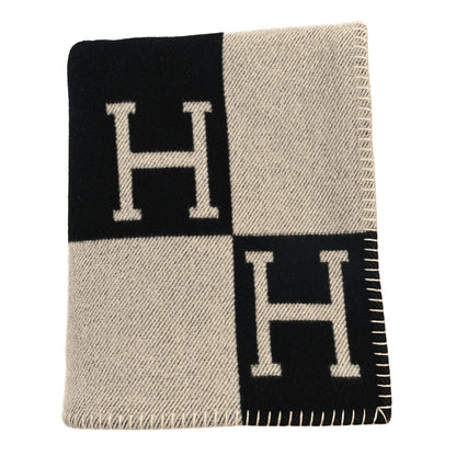 Hermes Wool Cashmere New Classic Avalon Blanket Ecru Gris Fonce 1 of 4