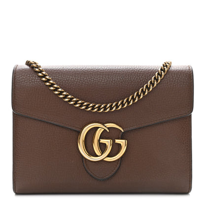 Gucci Cellarius Calfskin GG Marmont Chain Wallet Nut Brown 1 of 13