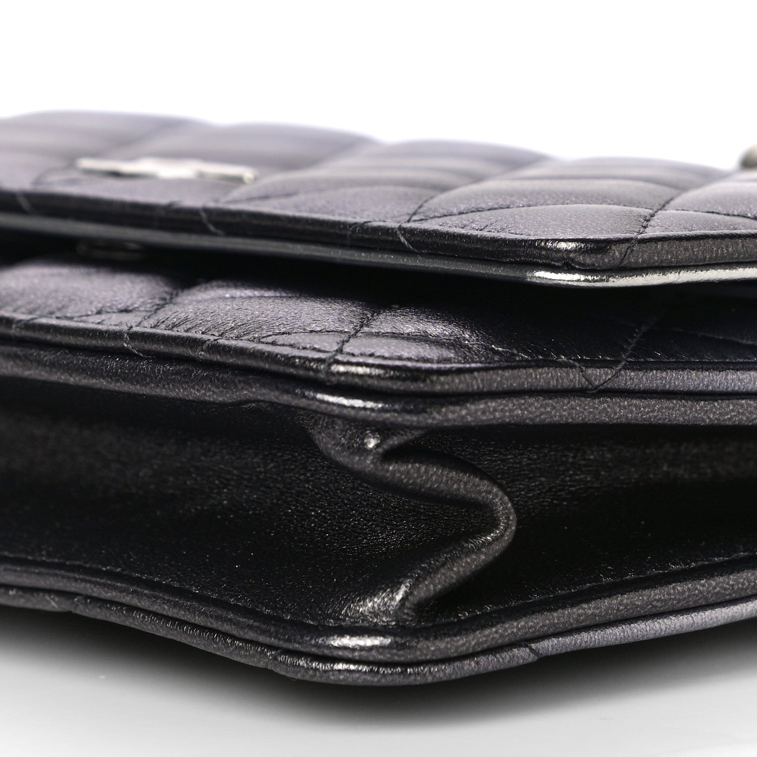 Chanel Gradient Metallic Lambskin Quilted Like A Wallet Wallet On Chain WOC Silvery Black 10 of 12