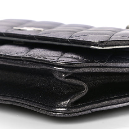Chanel Gradient Metallic Lambskin Quilted Like A Wallet Wallet On Chain WOC Silvery Black 10 of 12