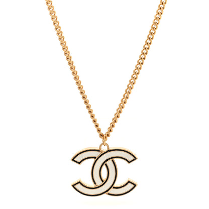 Chanel Enamel CC Necklace Gold White 1 of 5