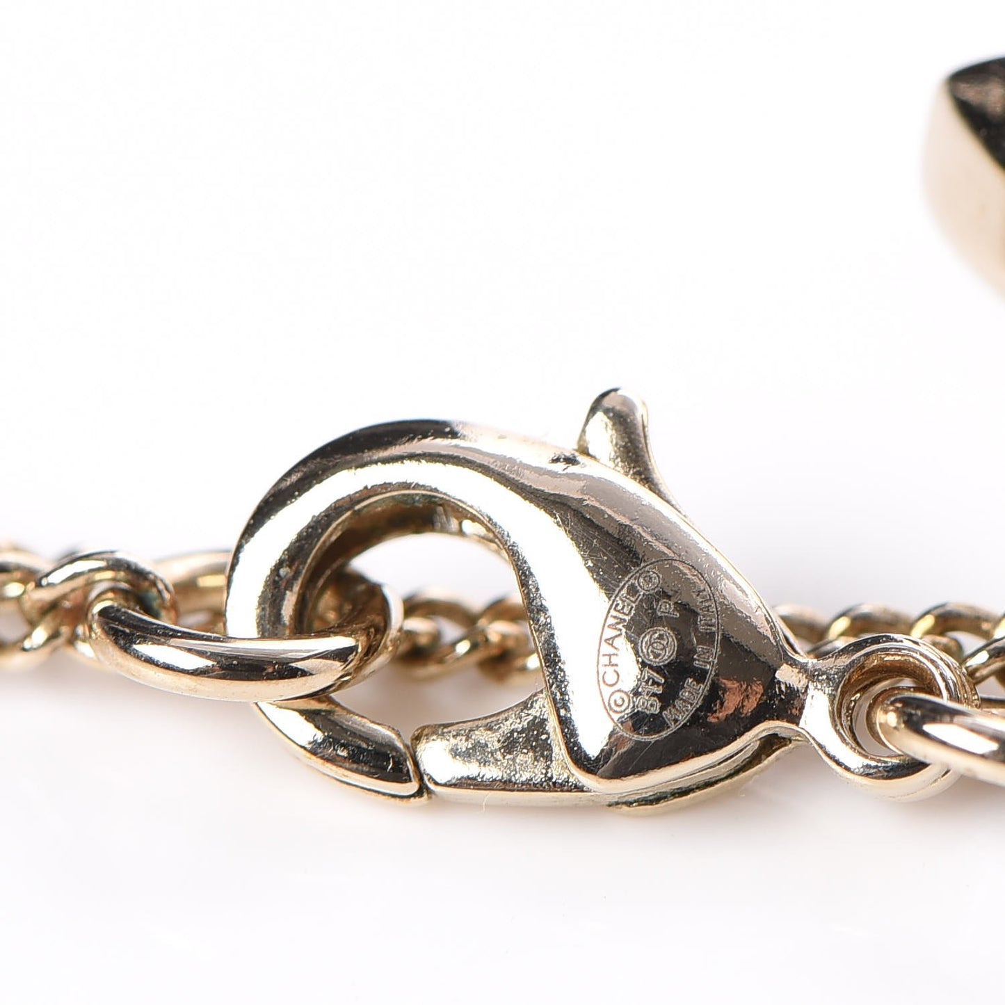 Chain CC Pearl Drop Necklace Gold