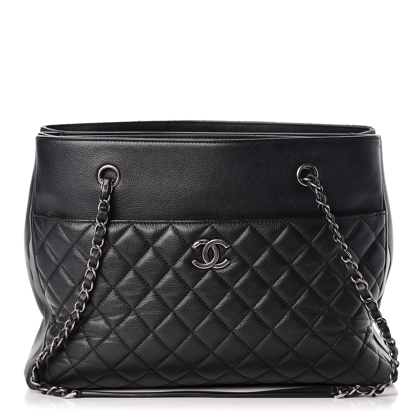 Caviar Quilted Urban Companion Shopping Tote Black