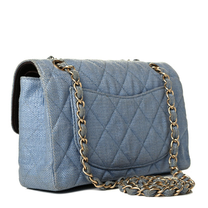 Chanel Tweed Quilted Small Double Flap Blue 2 of 8