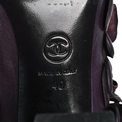 Chanel Calfskin Camellia Boots 40 Bordeaux 7 of 8