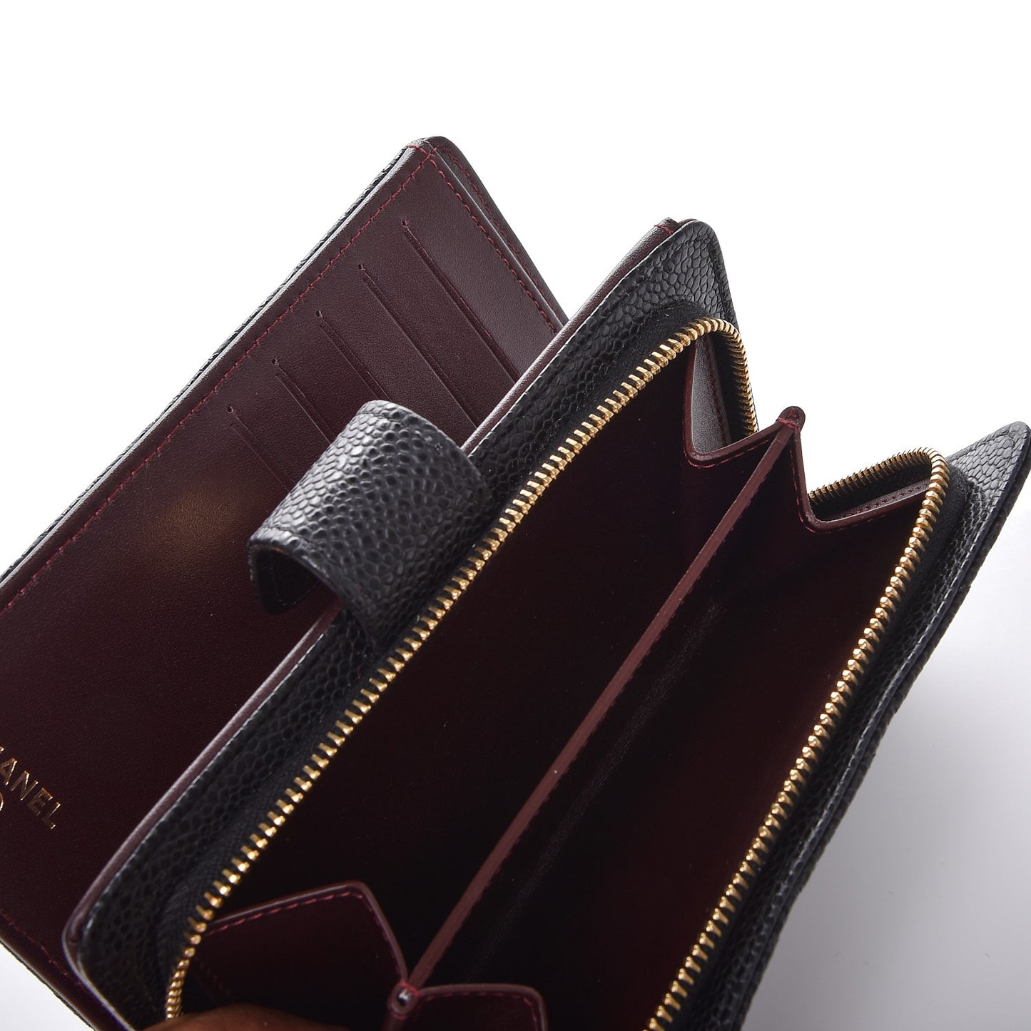 Caviar Quilted Zipped Pocket Wallet Black