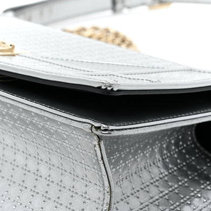 Christian Dior Metallic Patent Micro-Cannage Small Diorama Flap Bag Silver 14 of 17