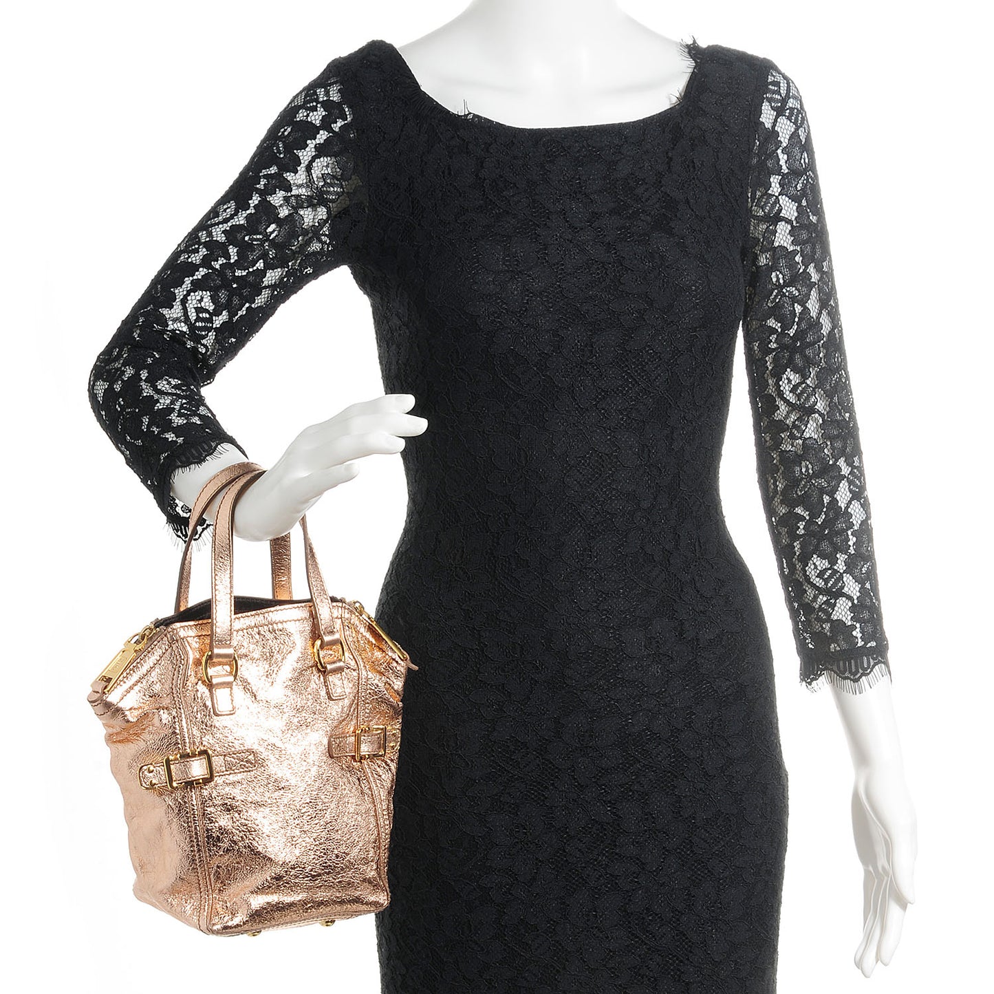 Metallic Leather Mini Downtown Tote Gold
