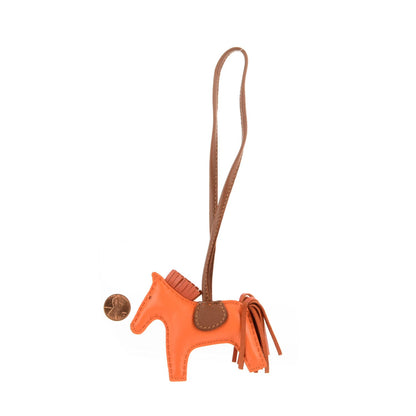 Hermes Milo Lambskin Grigri Rodeo Horse Bag Charm PM Feu Cornaline Fauve 2 of 3