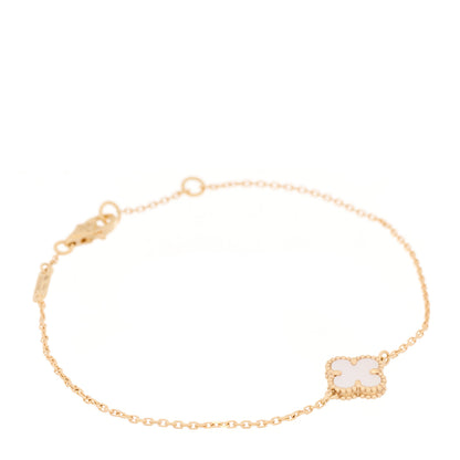 Van Cleef & Arpels 18K Yellow Gold Mother of Pearl Sweet Alhambra Bracelet 1 of 6