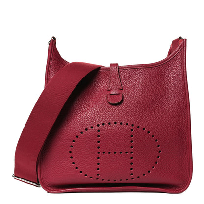 Hermes Taurillon Clemence Evelyne III PM Rouge Grenat 1 of 10