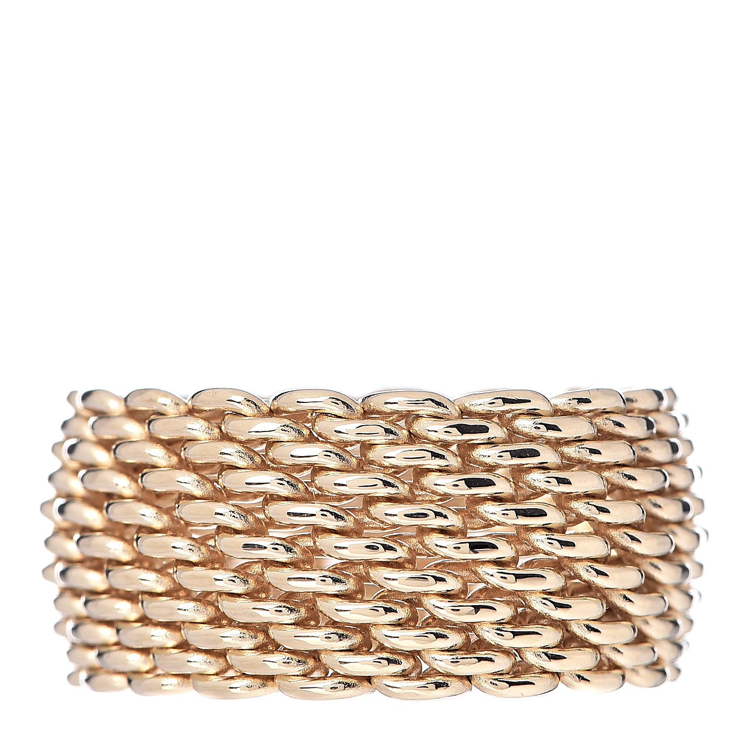 Tiffany 18K Yellow Gold Wide Mesh Somerset Ring 54 6.75 1 of 5