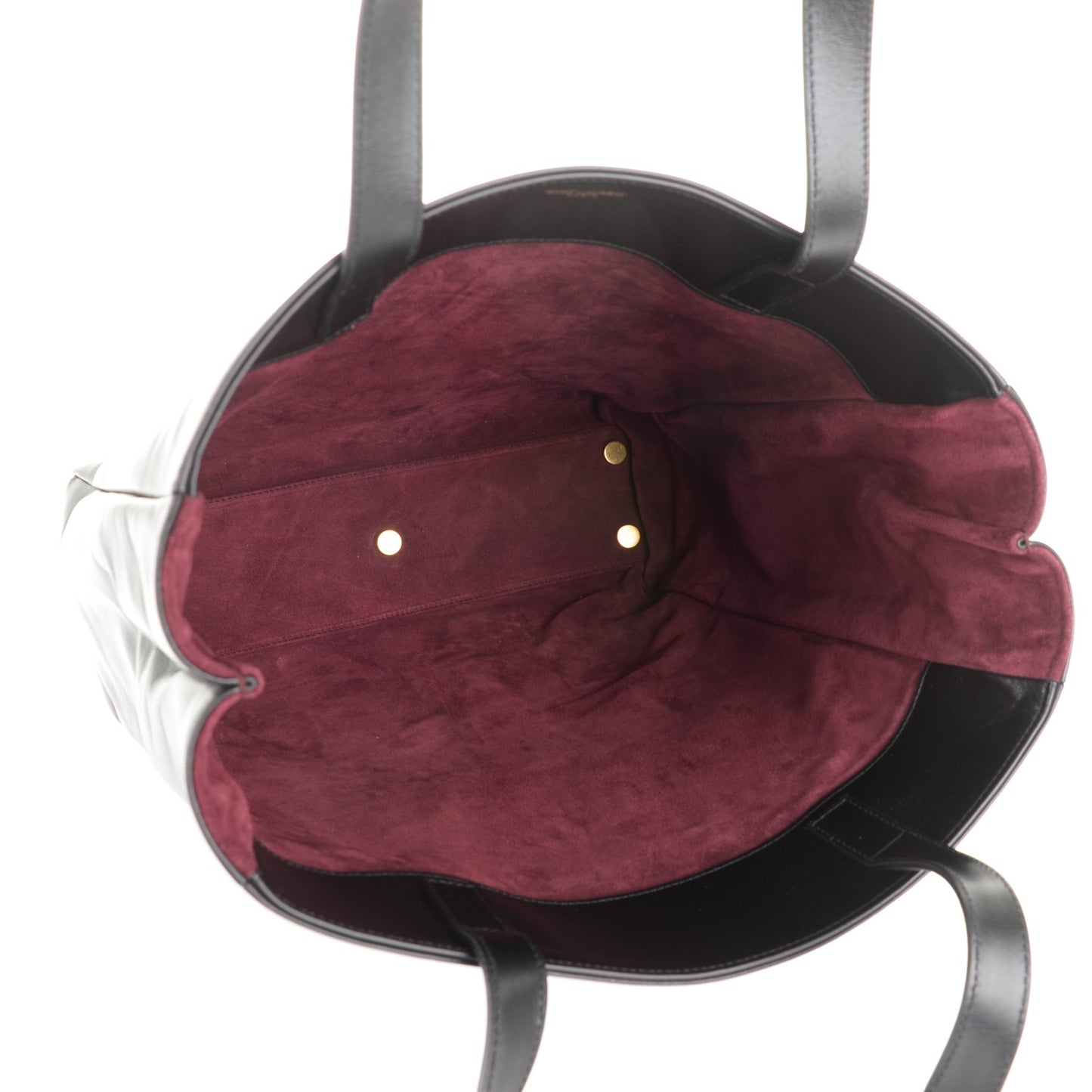Calfskin Suede North South Reversible Shopping Tote Black Amarena