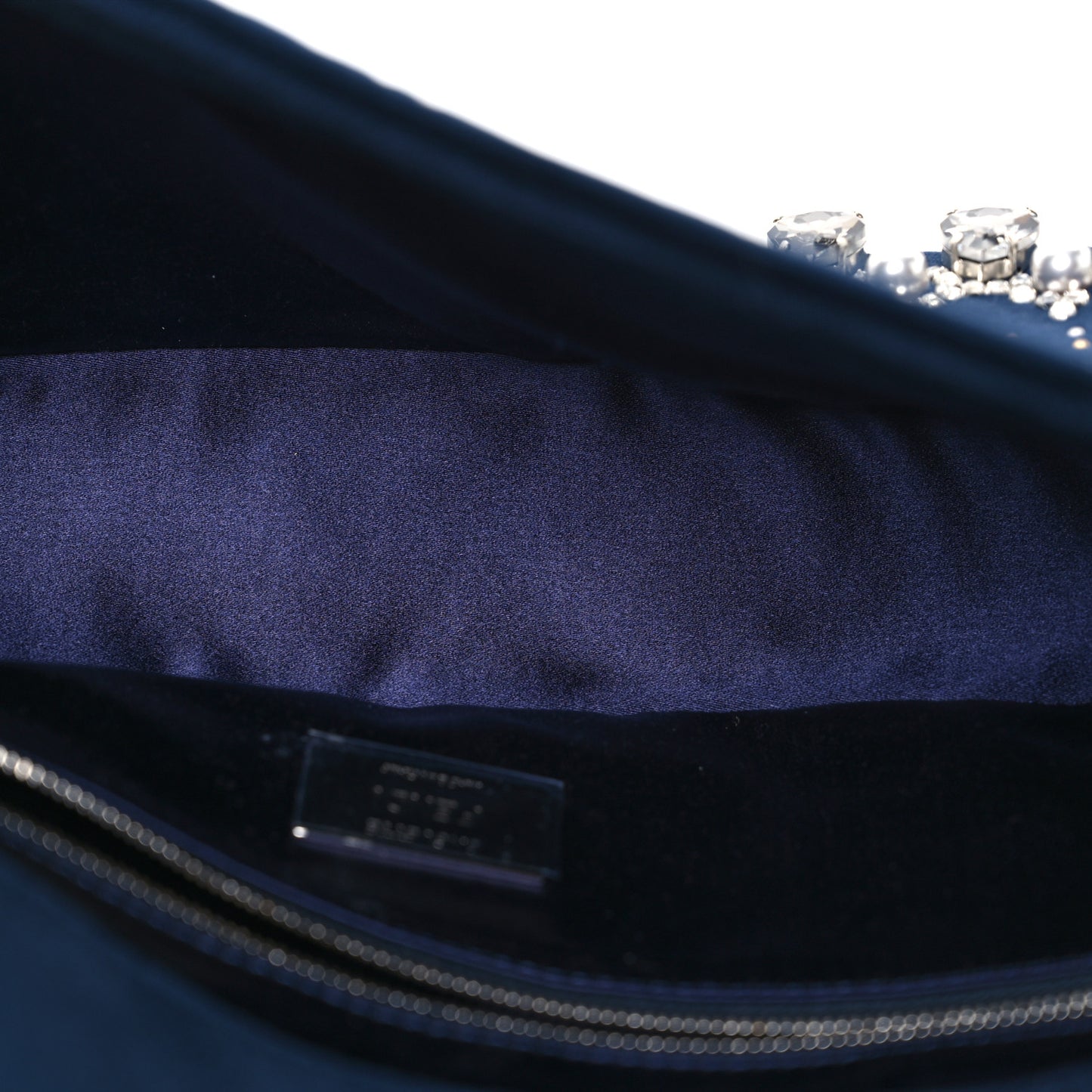 Velvet Crystal Embellished Baguette Midnight