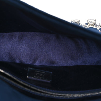 Fendi Velvet Crystal Embellished Baguette Midnight 5 of 11