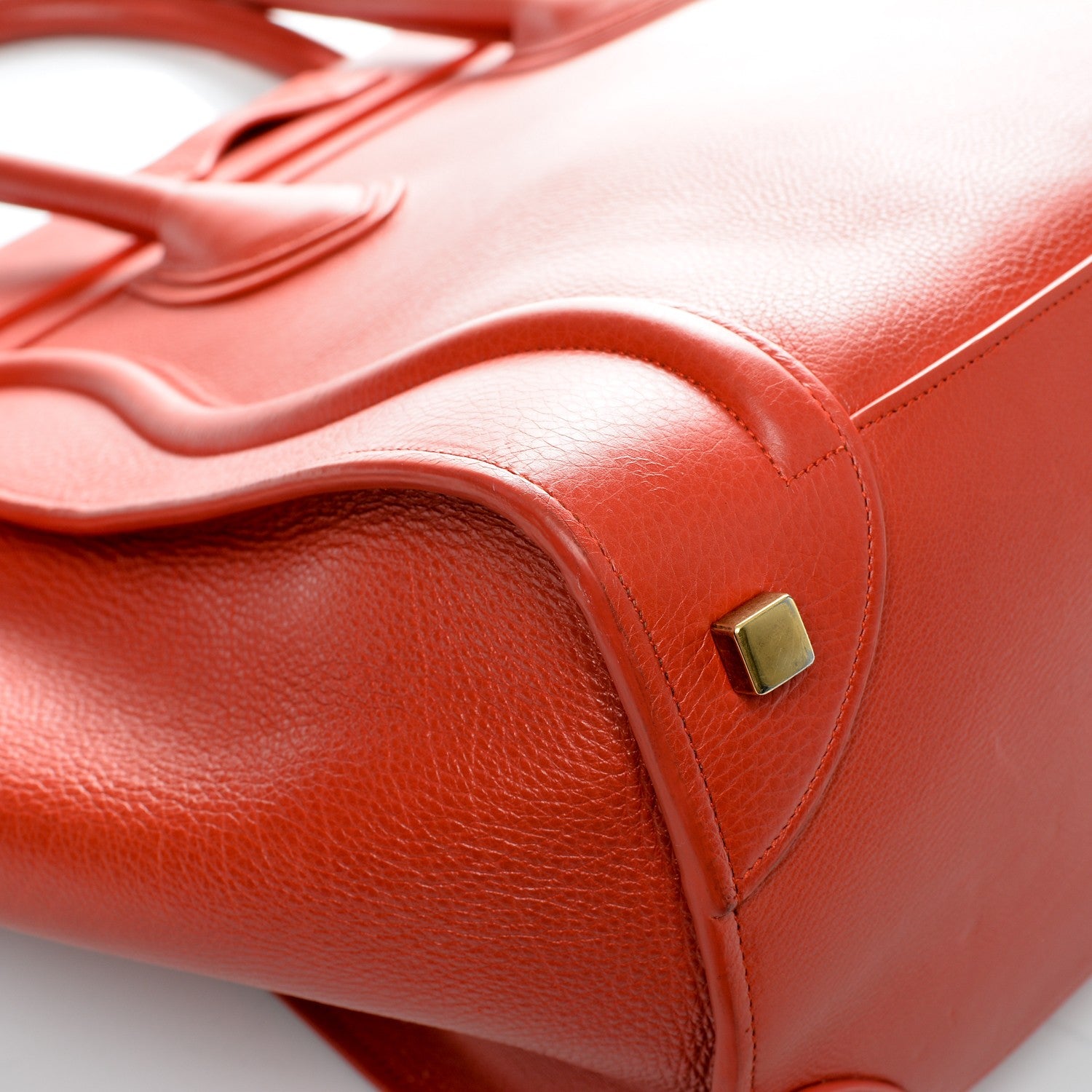 Celine Drummed Calfskin Mini Luggage Coquelicot 13 of 14