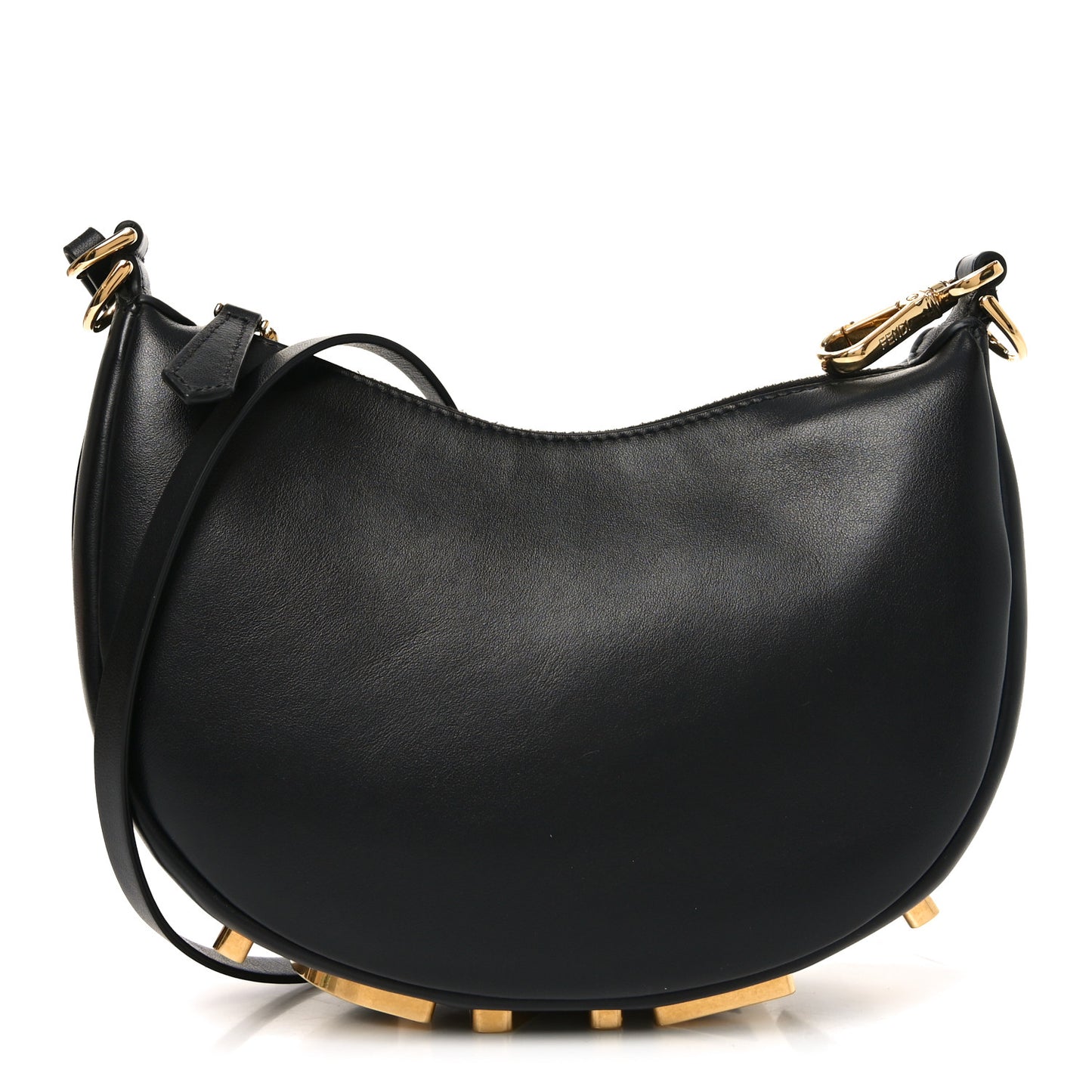 Vitello Grace Matte Mini Fendigraphy Hobo Bag Black
