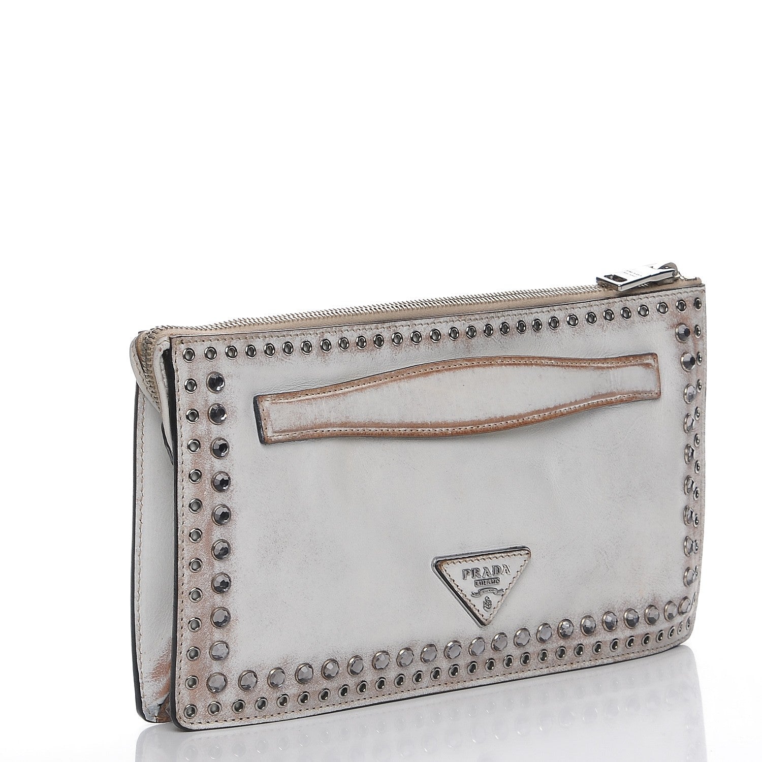 Prada Vitello Vintage Studded Clutch 6 of 12