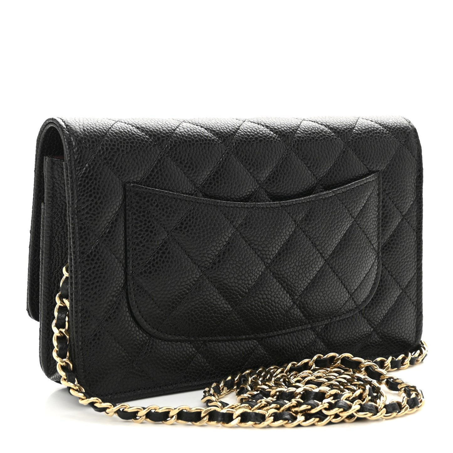 Caviar Quilted Wallet on Chain WOC Black