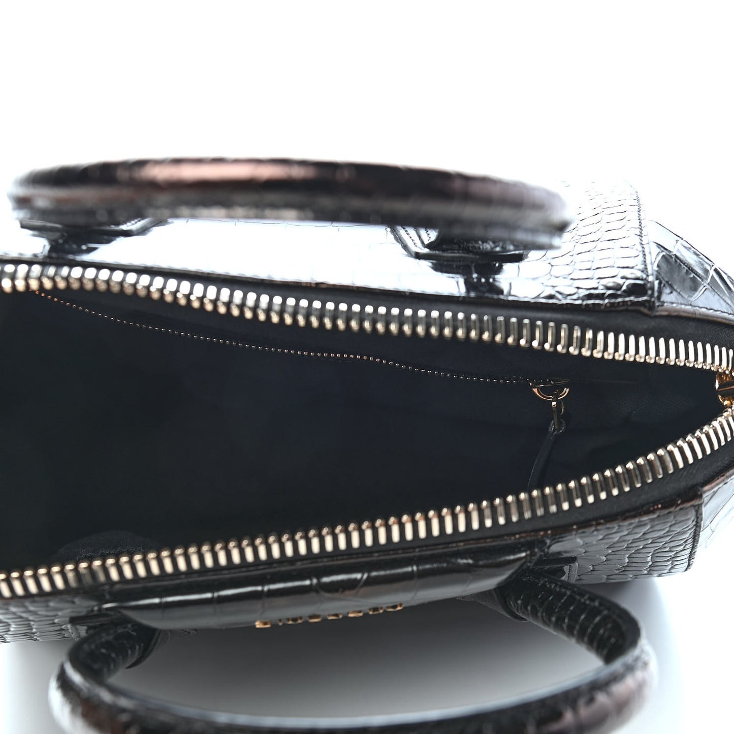 Calfskin Crocodile Embossed Small Antigona Black