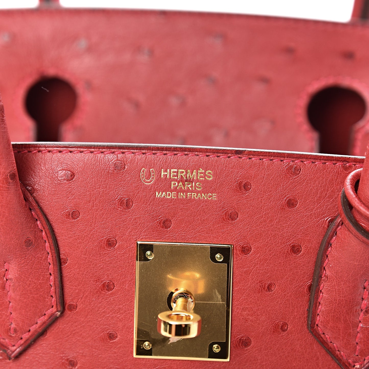Ostrich Horseshoe Birkin 30 Rouge Vif
