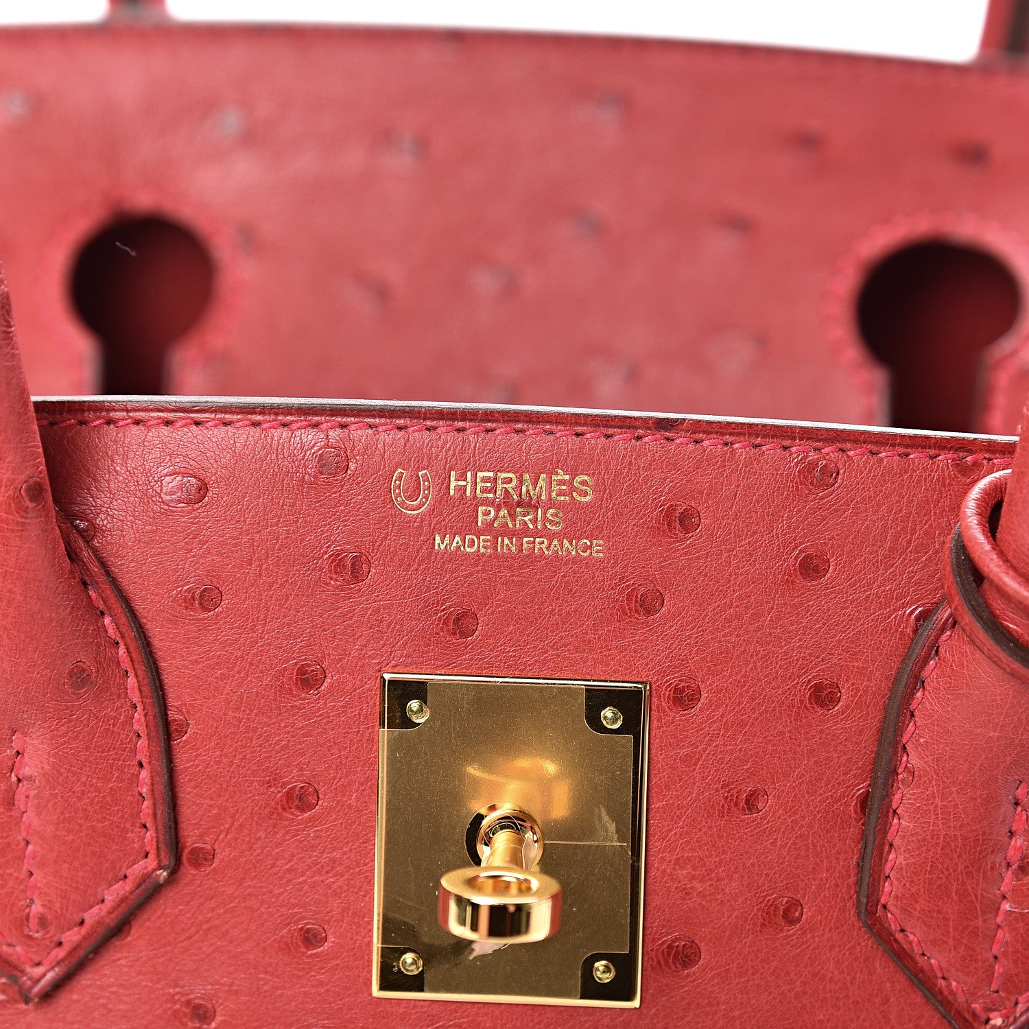 Hermes Ostrich Horseshoe Birkin 30 Rouge Vif 5 of 9