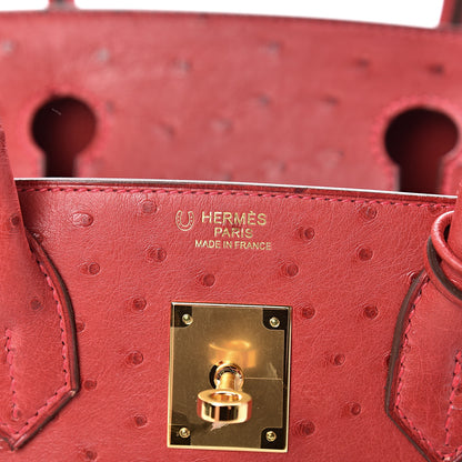 Hermes Ostrich Horseshoe Birkin 30 Rouge Vif 5 of 9