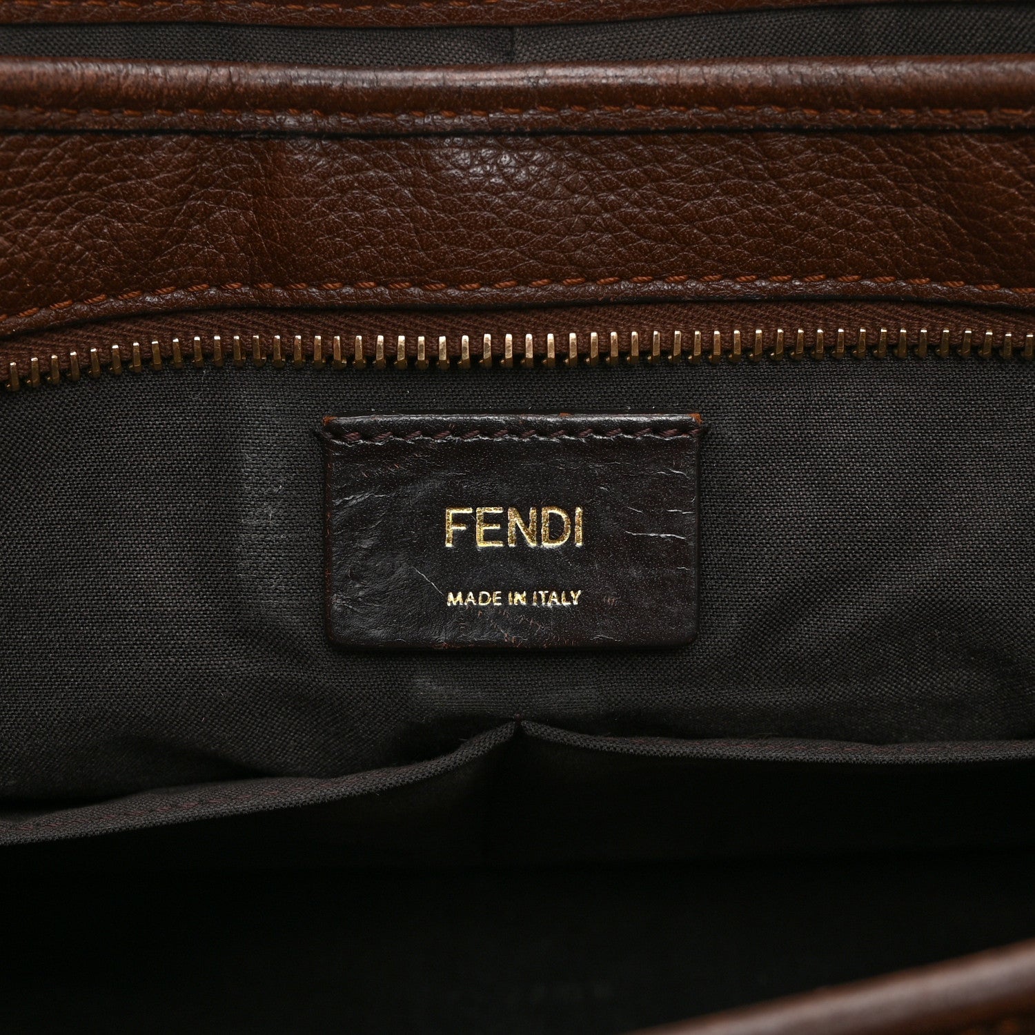 Fendi Zucca Vitello Artic Medium Shopping Tote Tobacco Castagna 8 of 13