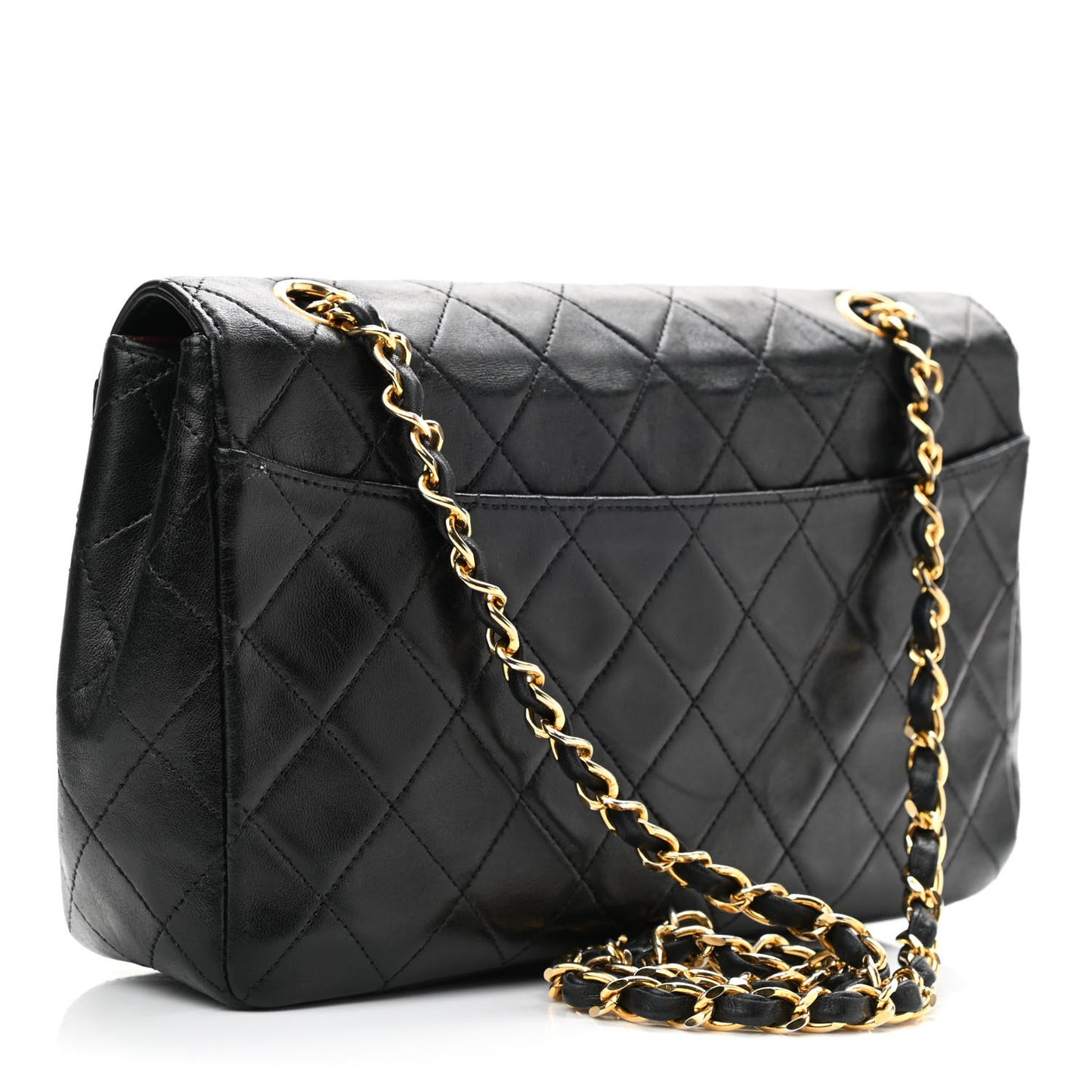 Lambskin Quilted Small Single Flap Black