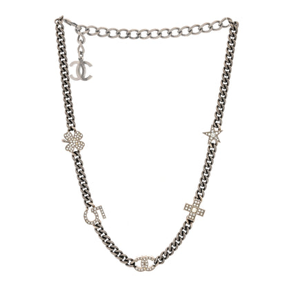 Chanel Crystal CC Lucky Symbols Choker Necklace Silver 2 of 5