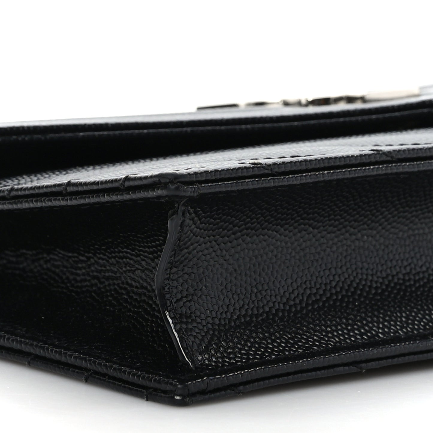 Grain De Poudre Matelasse Chevron Monogram Envelope Chain Wallet Black
