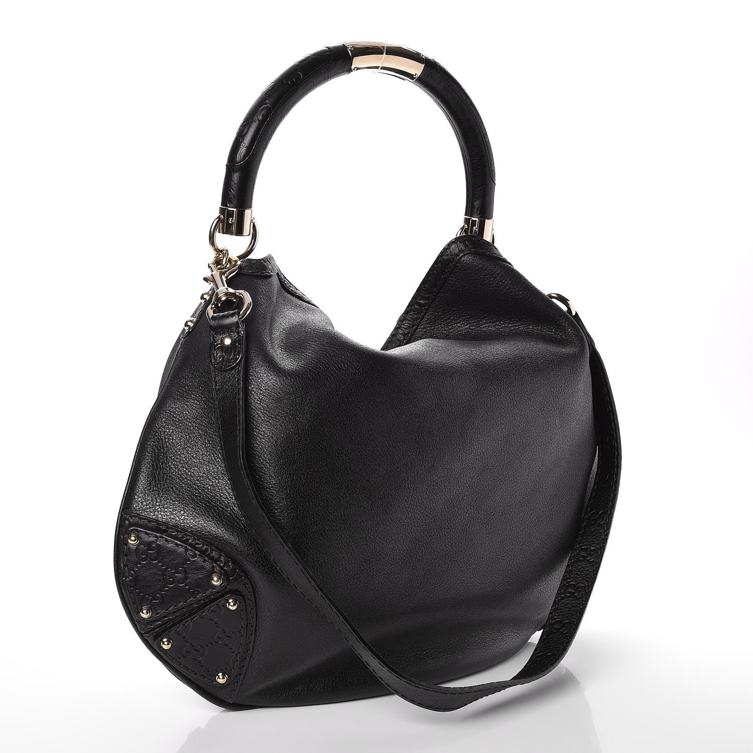 Gucci Calfskin Large Indy Top Handle Hobo Black 3 of 7