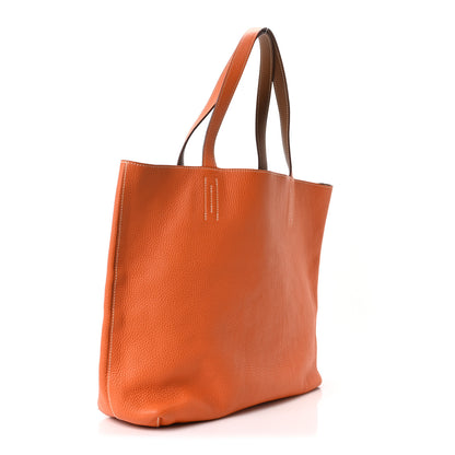 Hermes Taurillon Clemence Double Sens 45 Reversible Tote Orange Gold 4 of 15