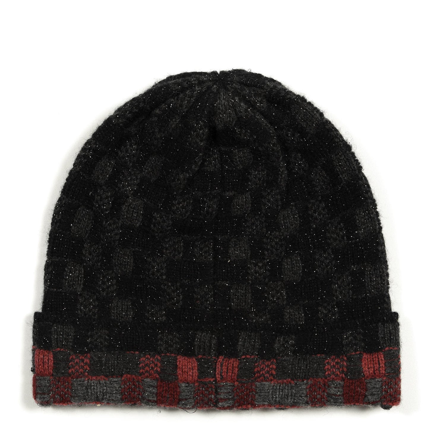 Cashmere Blend CC Beanie Hat Black Grey Red