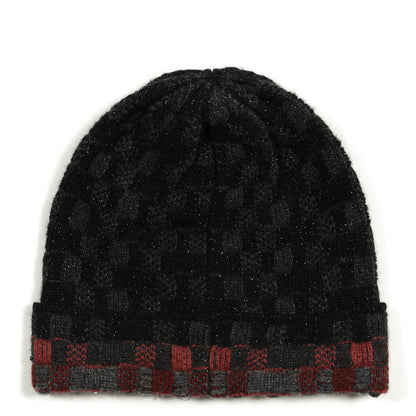 Chanel Cashmere Blend CC Beanie Hat Black Grey Red 2 of 3