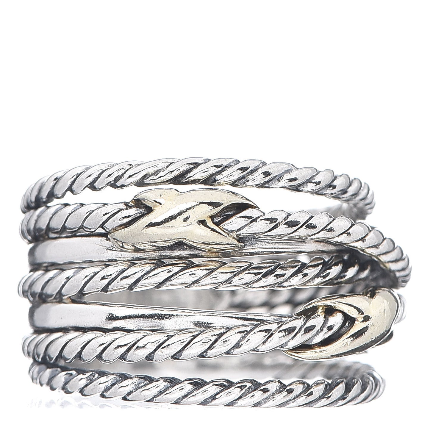 Sterling Silver 18K Yellow Gold Double X Crossover Ring 52 6