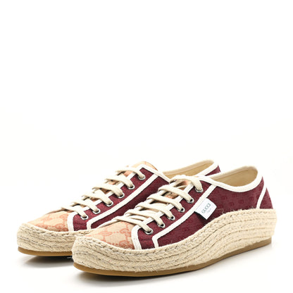 Gucci Jacquard Mini GG Monogram Mens Espadrille Sneakers 9.5 Burgundy Brick Red 3 of 9