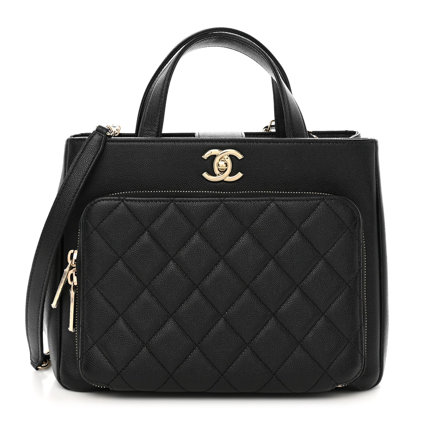 Caviar Quilted Small Business Affinity Shopping Bag Black