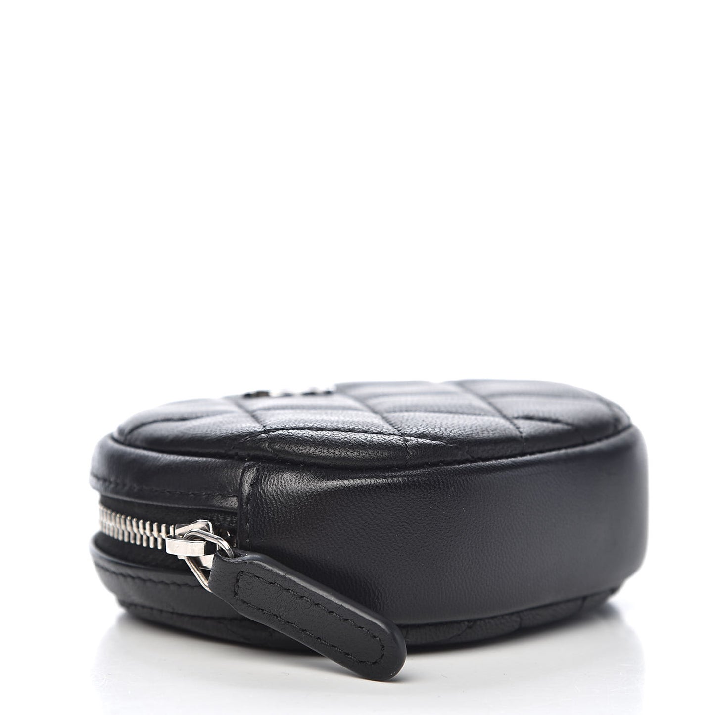Lambskin Quilted Zip Around Classic Coin Purse Black